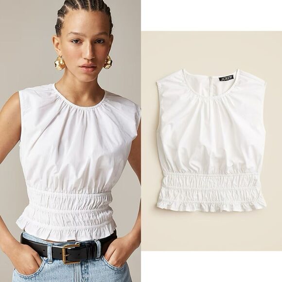 NWT J CREW Hyacinth top in cotton poplin in white - Picture 1 of 7